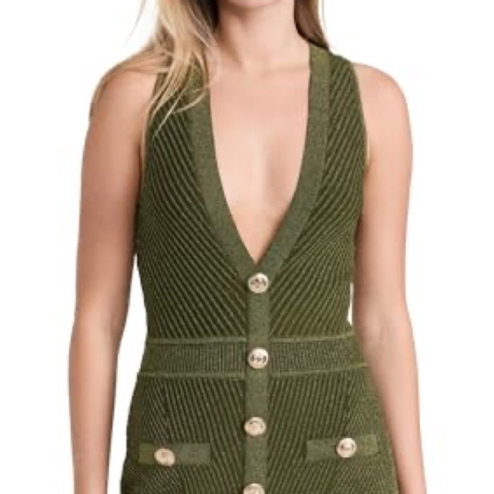 Retrofete Ellison Mini Dress Metallic Military Green NWT New Small Knit